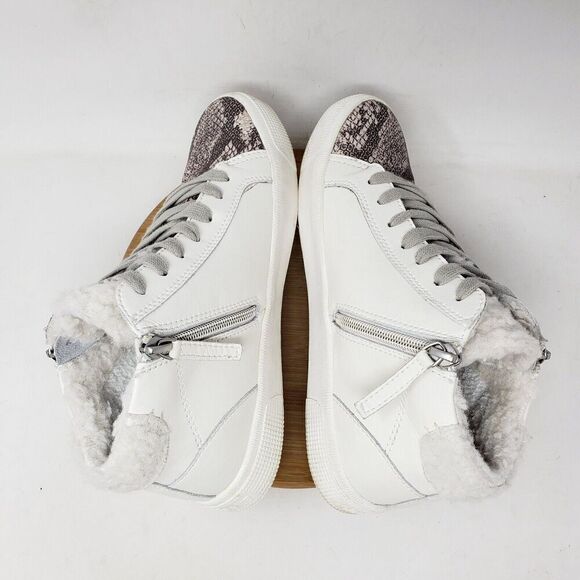 Dolce Vita Zonya Shoe Womens 8 Sneaker White Leather Wedge Double Zip High Top - Picture 10 of 13